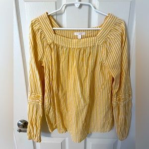 Yellow striped square-neck blouse